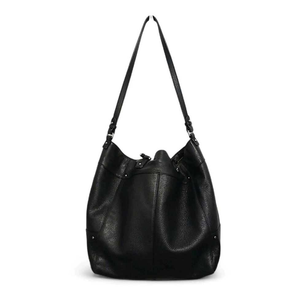 Lauren Ralph Lauren Est. 1967 Black Pebble Leather Lrg Tote Shoulder Slouch Bag - Picture 3 of 16